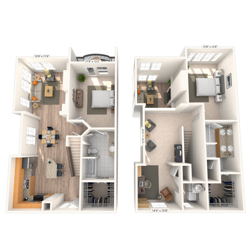 Dual Level 2x2 1626-1700 SF