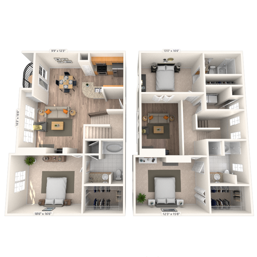 Dual Level 3x3  1404-1655 SF