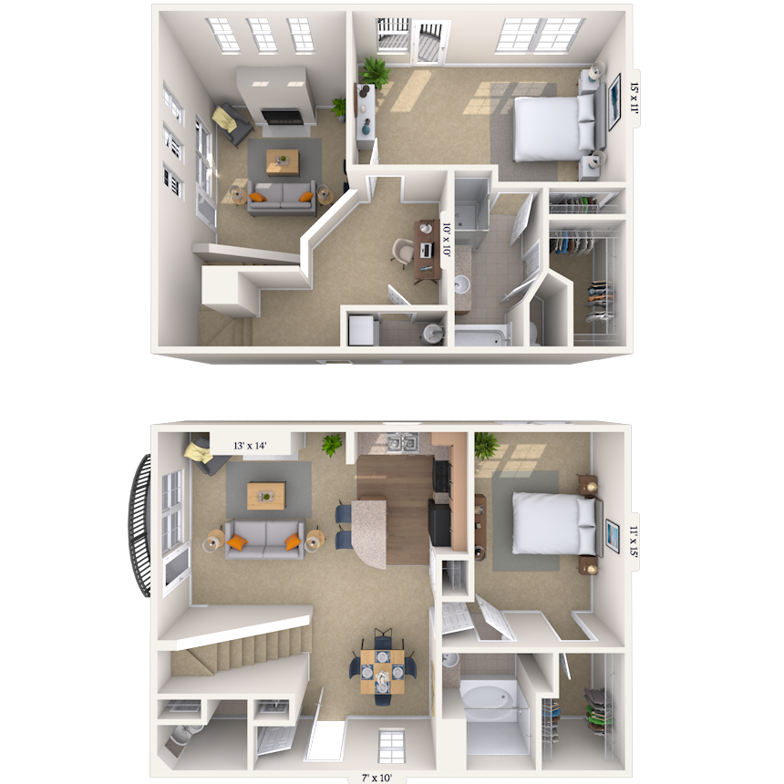 Dual Level 2x2.5 1404-1655 SF