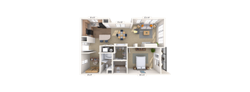 Traditional 1x1 900 SF