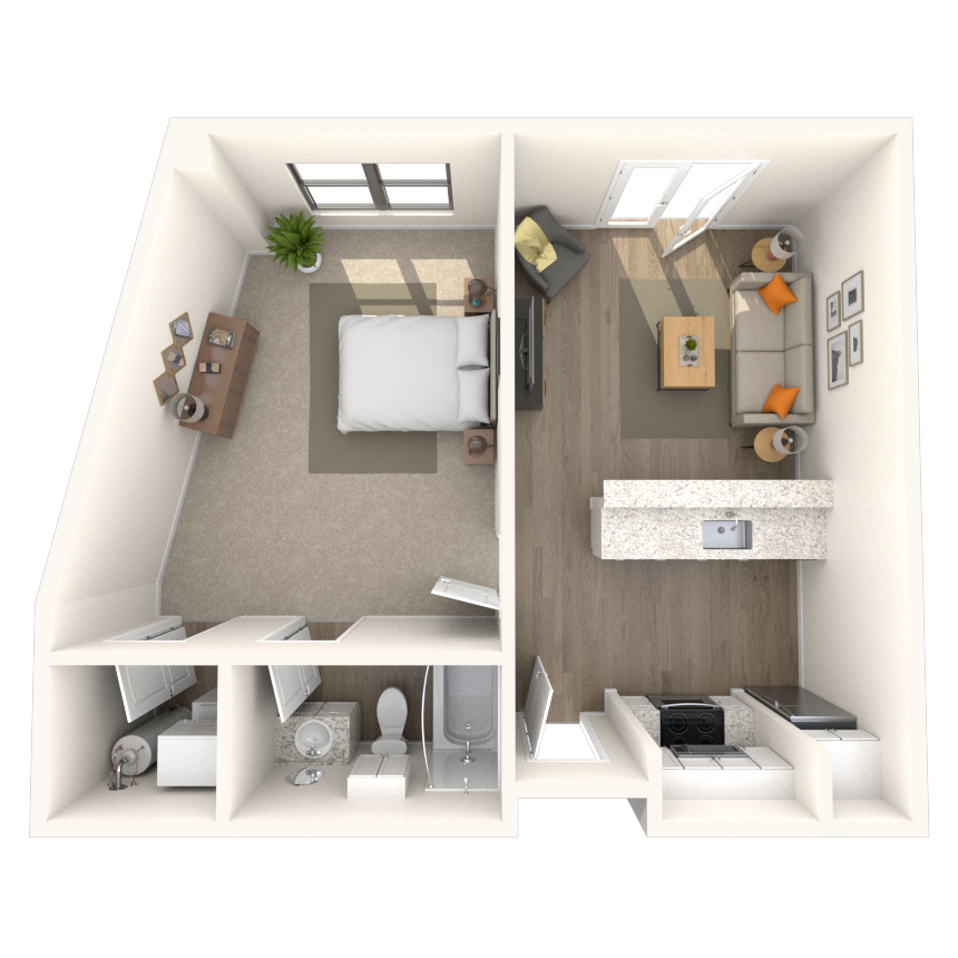 Traditional 1x1 620 SF