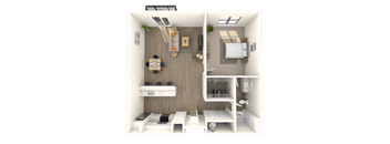 Traditional 1x1 869 SF