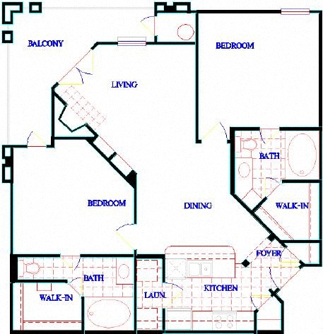 Traditional 2x2 972 SF