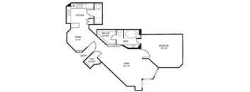 Traditional 1x1 843 SF