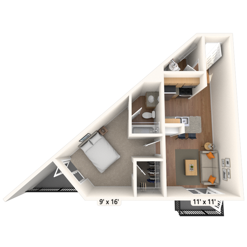 Traditional 1x1 581-810 SF
