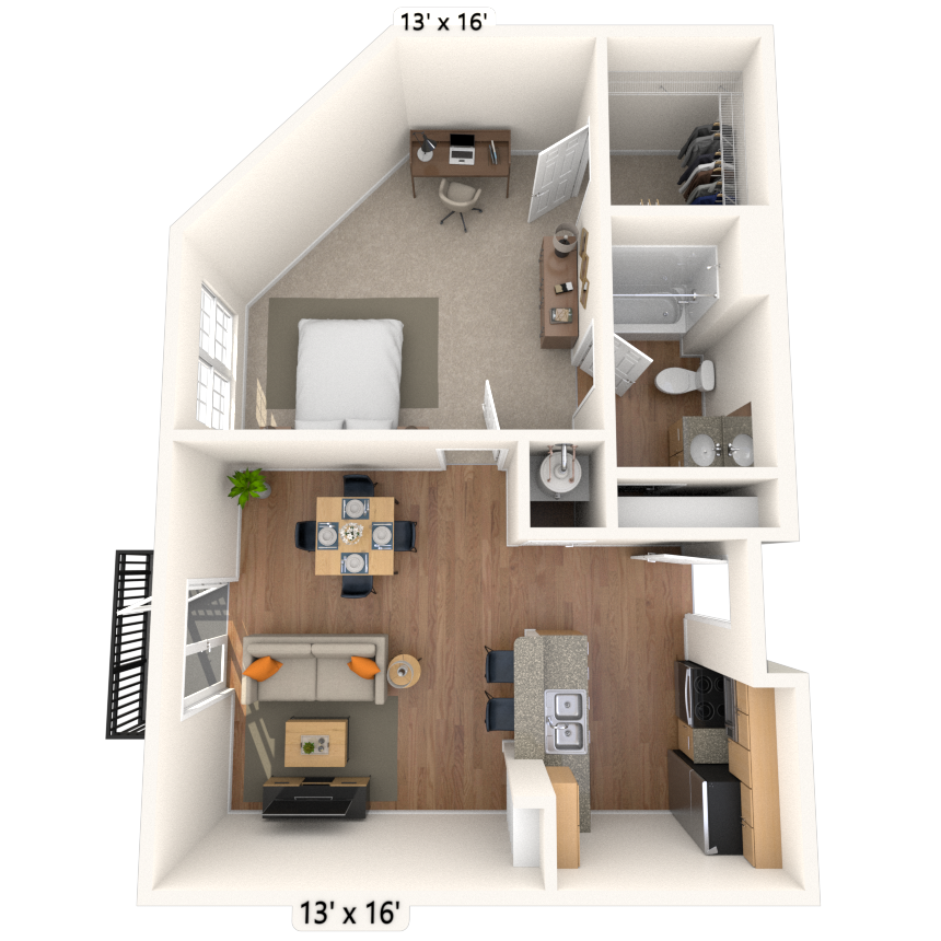 Traditional 1x1 562-863 SF