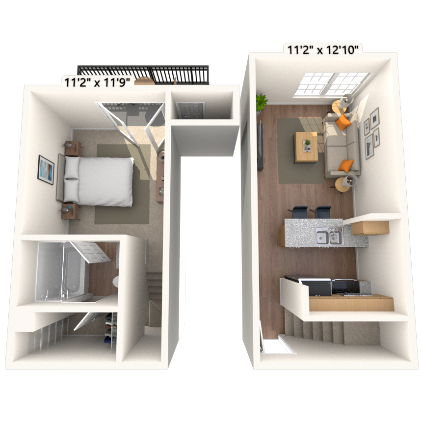 Dual Level 1x1 576 SF
