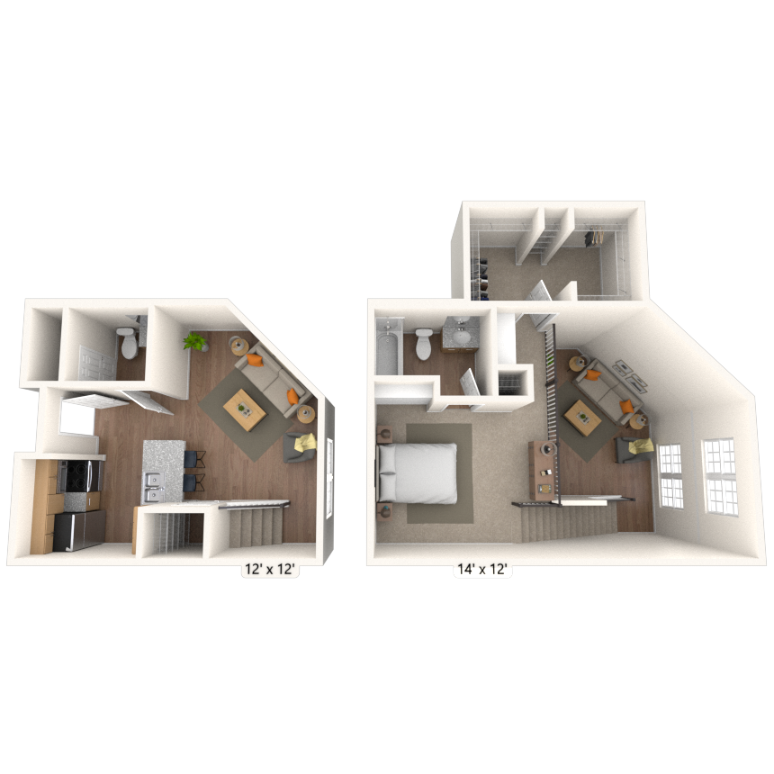 Dual Level 1x1.5 782 SF