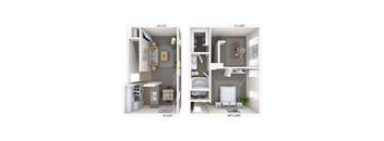 Dual Level 1x1 818 SF