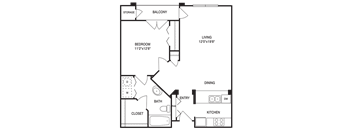 Traditional 1x1 729 SF
