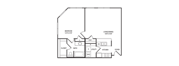 Traditional 1x1 753 SF