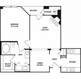 Traditional 1x1 770 SF