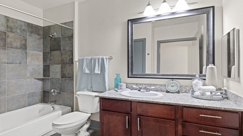 a bathroom with a sink toilet and a mirror