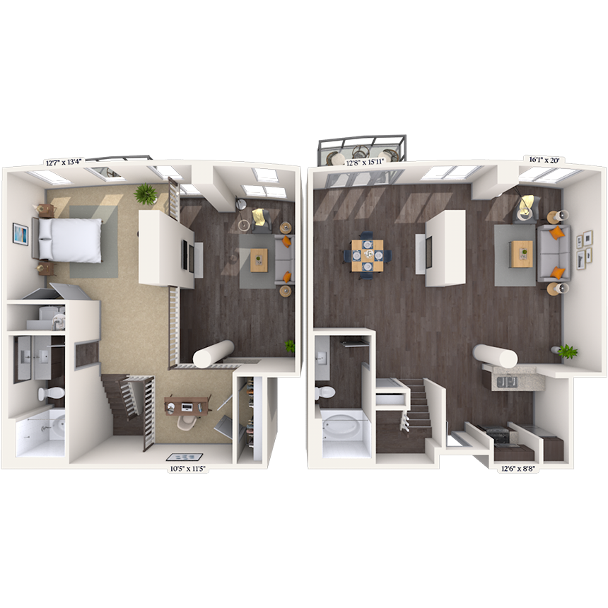 Loft 1x2 1331-1583 SF