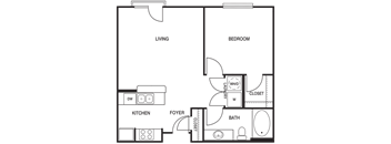 Traditional 1x1 679 SF