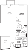 Traditional 1x1 960 SF