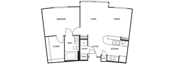 Traditional 1x1 778 SF