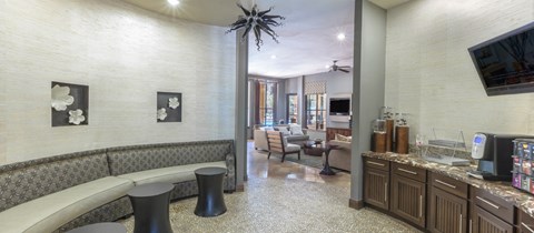 a living room with a couch and a coffee table