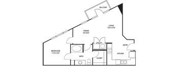 Traditional 1x1 755 SF