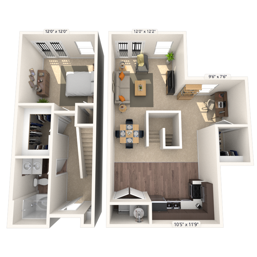 Loft 1x1 948-1034 SF