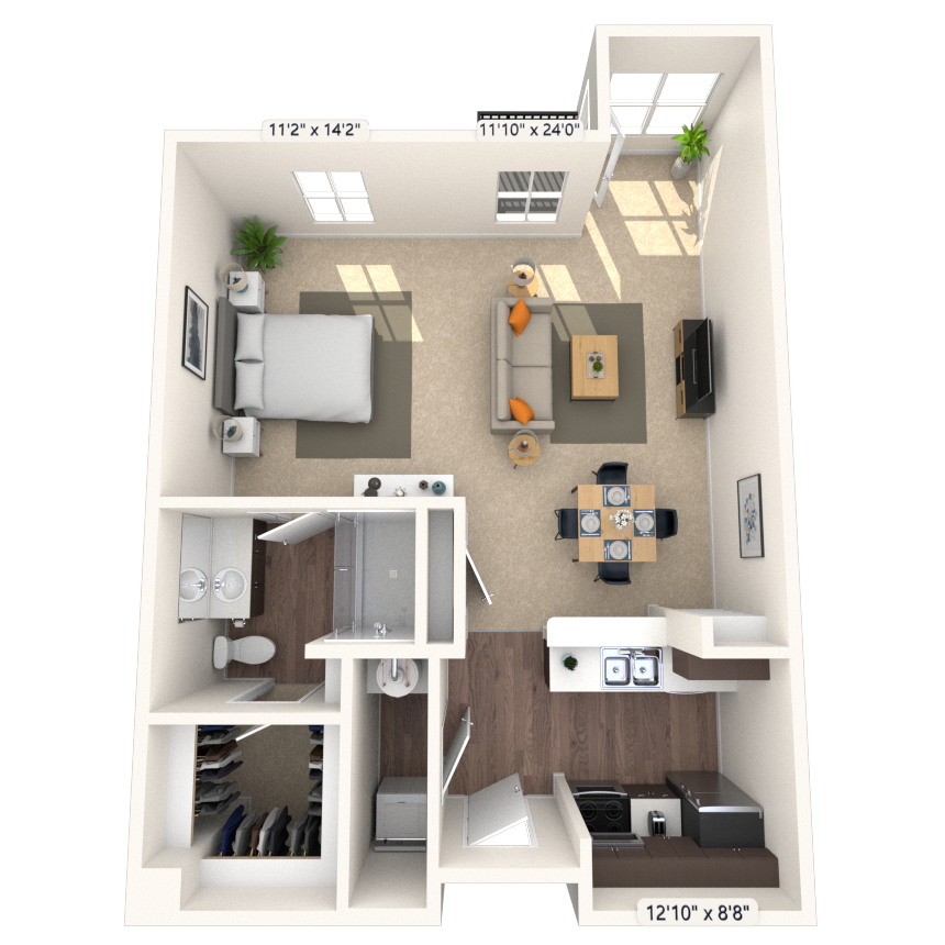 Studio 1x1 730-754 SF