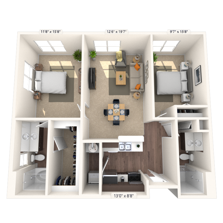 Traditional 2x2 920-1232 SF
