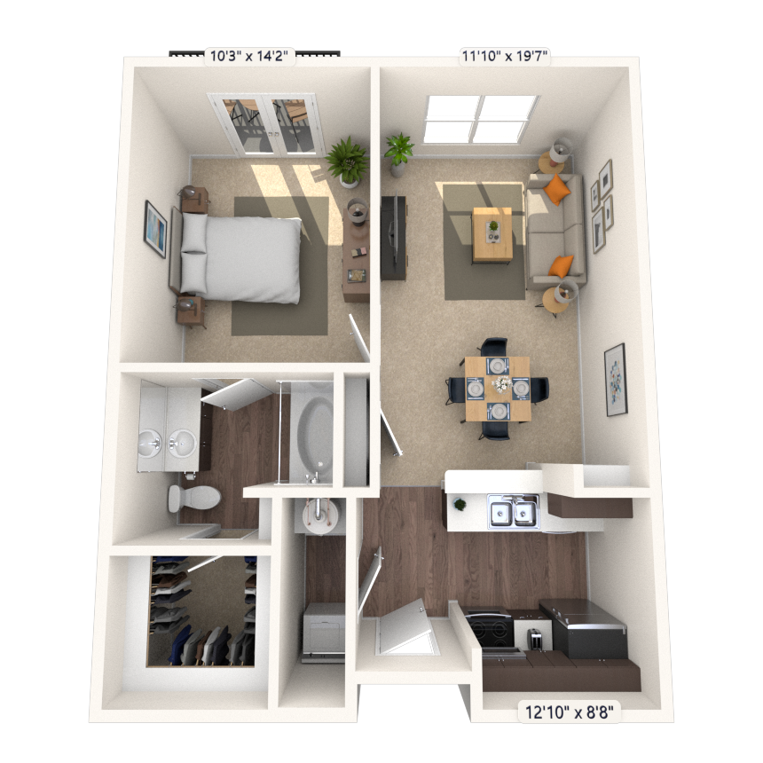 Loft 1x1 605 SF