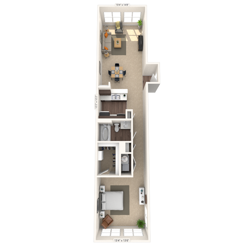 Traditional 1x1 908-945 SF