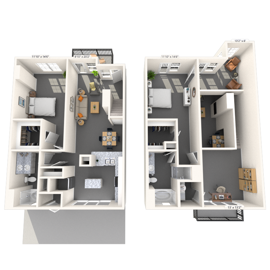 Dual Level 2x2 1650-1680 SF