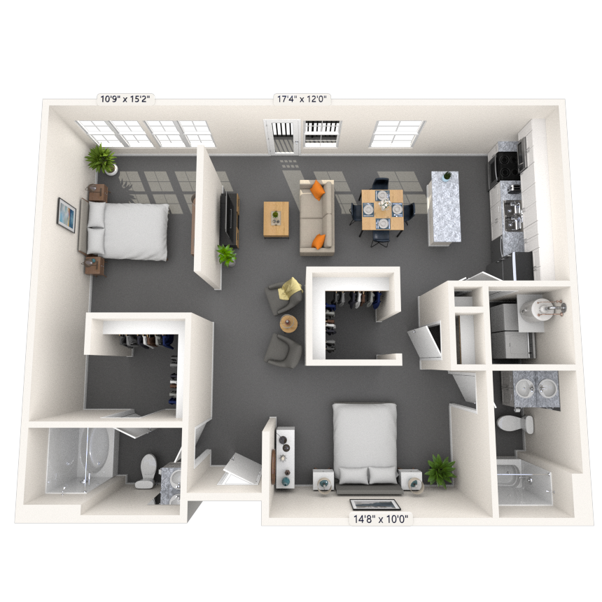 Loft 2x2 1087-1330 SF