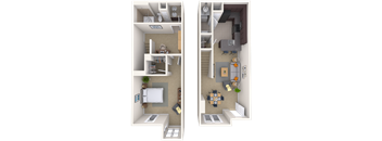 Dual Level 1x1 961 SF