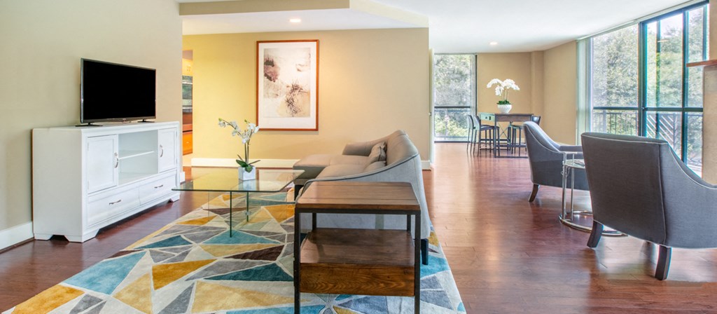 a living room with a couch and a coffee table
