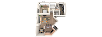 Traditional 1x1 891 SF