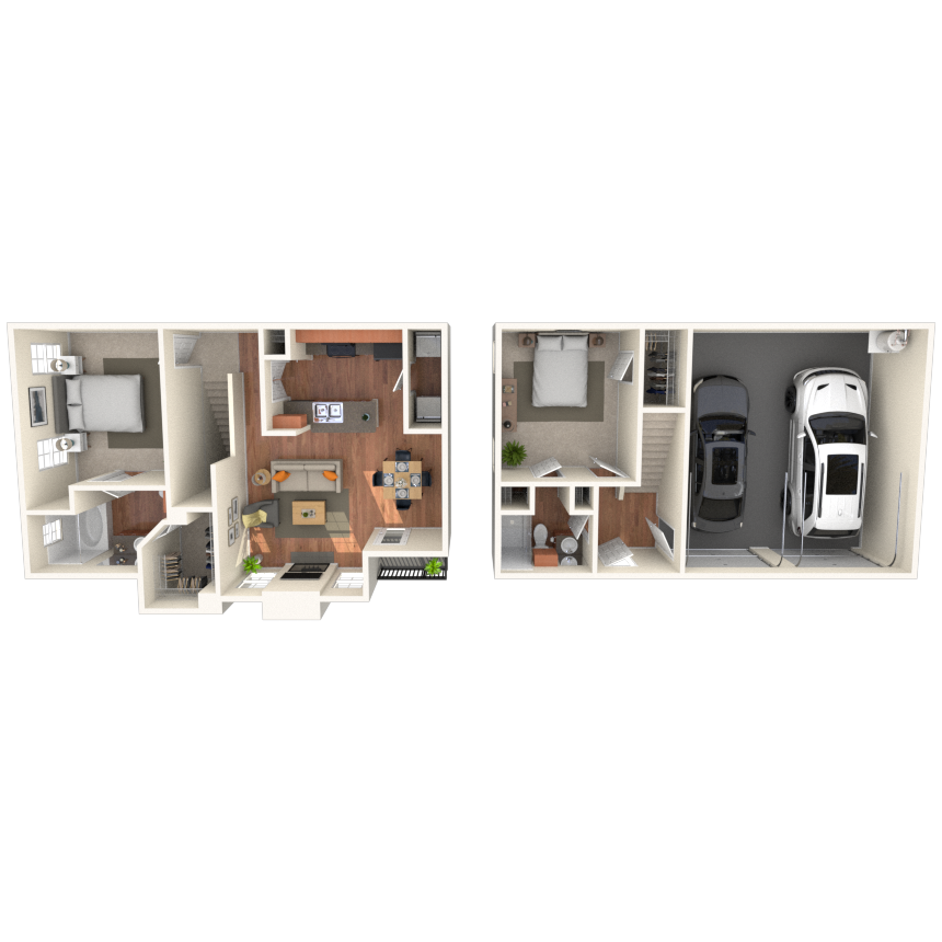 Townhome 2x2 992 SF
