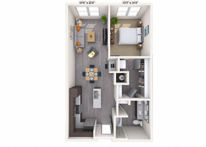 Traditional 1x1 674-875 SF
