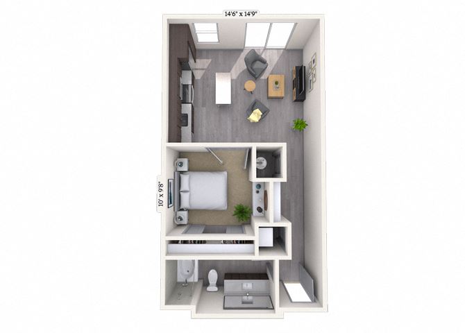 Studio 1x1 605-628 SF