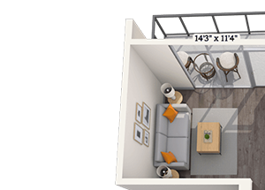 Traditional 1x1 639-739 SF