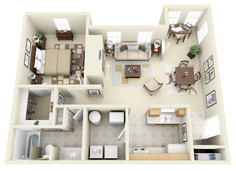 1 Bed, 1 Bath, 950 square feet floor plan floorplan