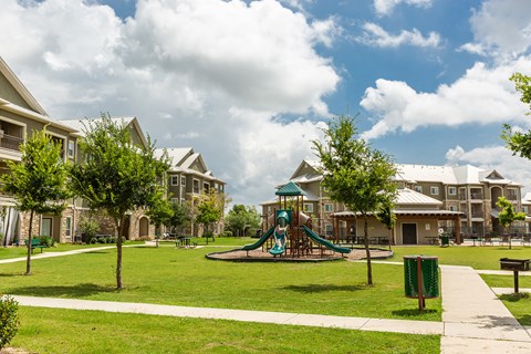 the preserve at ballantyne commons park with playground and houses