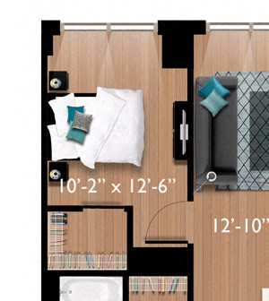 1 Bedroom/1 Bathroom (A03) Floor Plan 1 Bedroom/1 Bathroom (A03) Floor Plan at Continuum55, White Plains