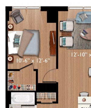1 bed 1 bath Penthouse C (A04P) Floor Plan 1 bed 1 bath Penthouse C (A04P) Floor Plan at Continuum55, White Plains, NY, 10606