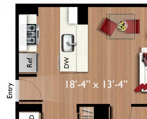 1 Bedroom/1 Bathroom (A08) Floor Plan 1 Bedroom/1 Bathroom (A08) Floor Plan at Continuum55, White Plains, 10606