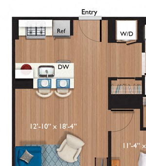 1 Bedroom/1 Bathroom (A11) Floor Plan 1 Bedroom/1 Bathroom (A11) Floor Plan at Continuum55, New York