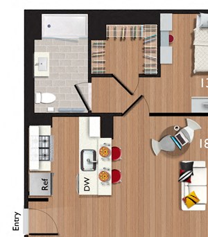 2 Bedrooms/2 Bathrooms (C01) Floor Plan 2 Bedrooms/2 Bathrooms (C01) Floor Plan at Continuum55, White Plains, New York