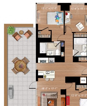 3bed 2 bath Penthouse E (E02) Floor Plan 3 bed 2 bath Penthouse E (E02) Floor Plan at Continuum55, White Plains, NY