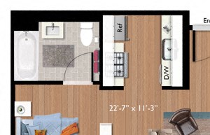 Studio (S03) Floor Plan Studio (S03) Floor Plan at Continuum55, New York, 10606