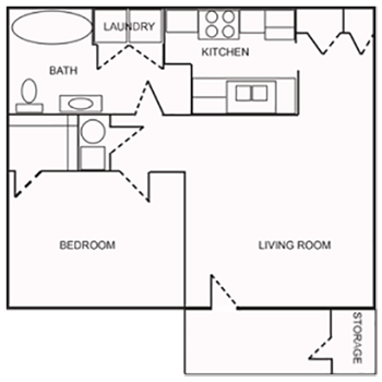 1 Bedroom Floorplan at Salem Place Apartments, Daleville, IN