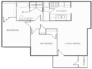 2 Bedroom Floorplan at Salem Place Apartments, Daleville, IN, 47334