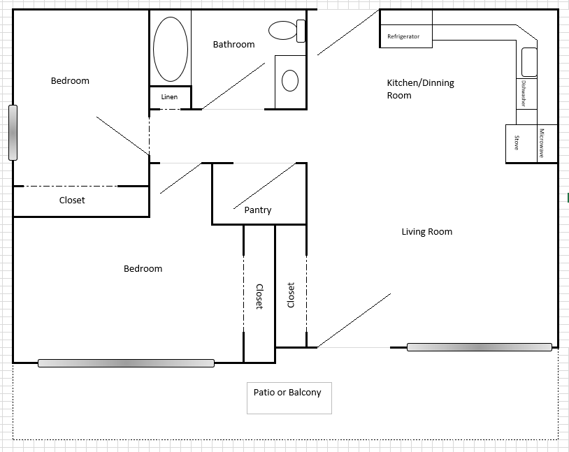 2 Bedroom 1 Bathroom Elderly/Disabled