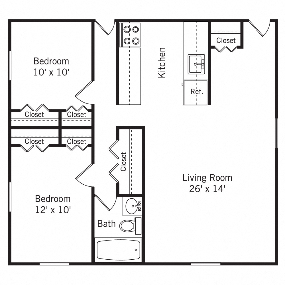 2 Bedroom 1 Bath Shubert
